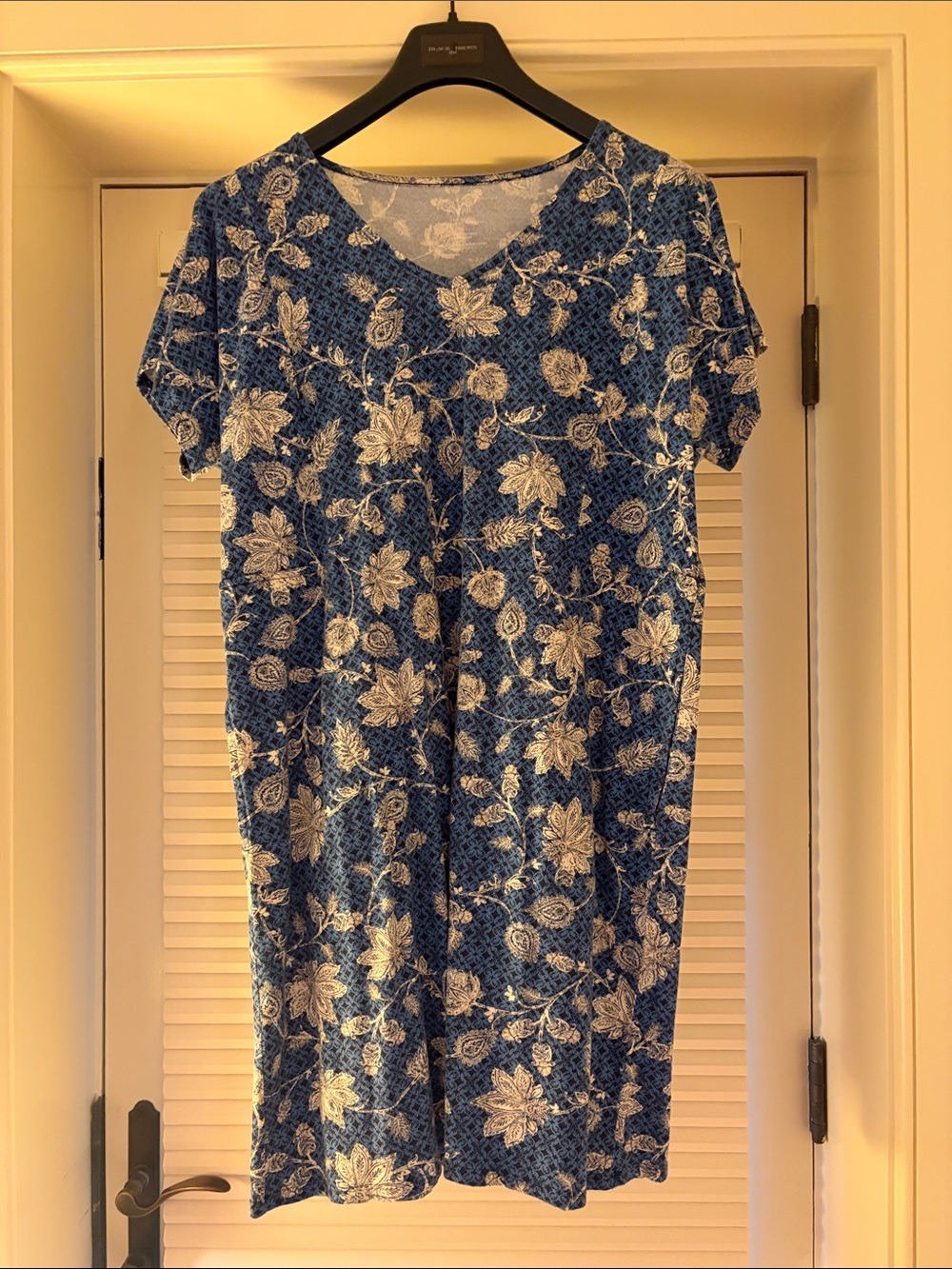 J Jill Blue Floral Short-Sleeve Dress